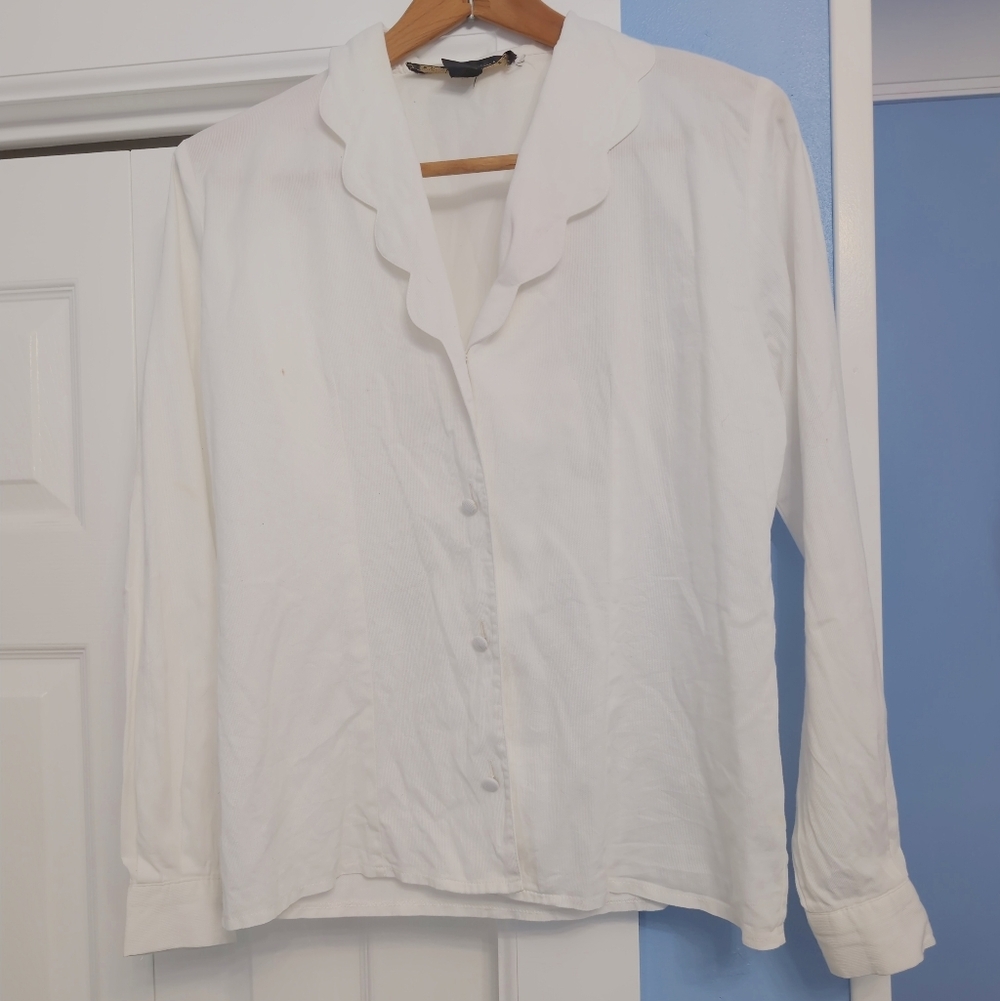 Citi By Yansi Fugel Sz L White Button Down Shirt